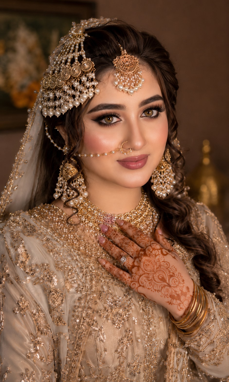 Final Edits Close bridal portrait with pearl jewelry