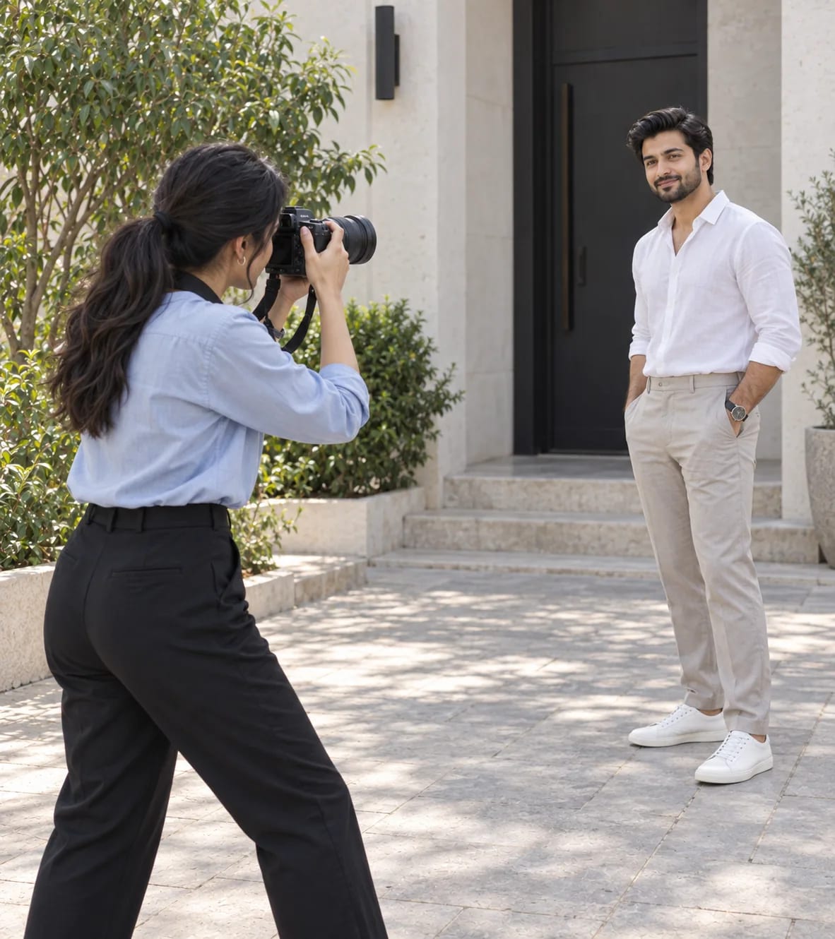 ExposurePro photographer directing an outdoor portrait session